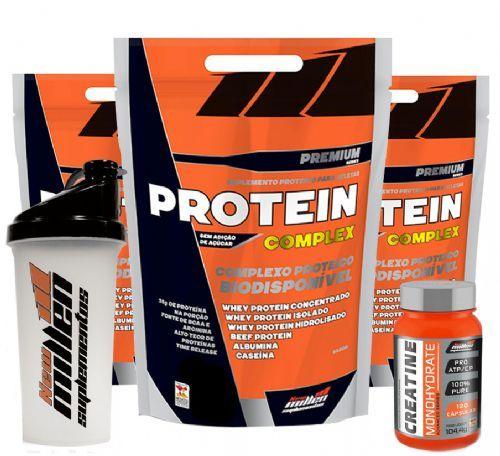 Kit 3x Protein Complex - Morango 1800g - New Millen Grátis Creatina Menor preço em Kit 3x Protein Complex - Morango 1800g - New Millen Grátis Creatina