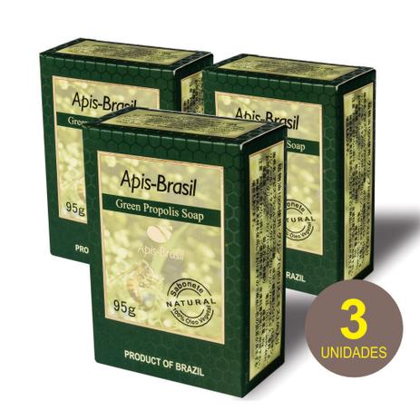 Kit 3x Sabonete de Própolis Verde 95g - Apis Brasil Menor preço em Kit 3x Sabonete de Própolis Verde 95g - Apis Brasil