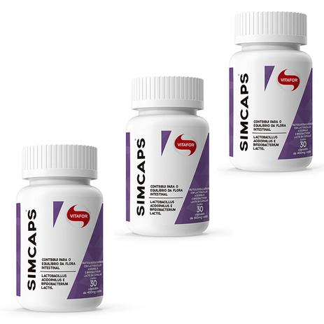 Kit 3X Simcaps 30 cápsulas- Mix de Probióticos - Vitafor Menor preço em Kit 3X Simcaps 30 cápsulas- Mix de Probióticos - Vitafor