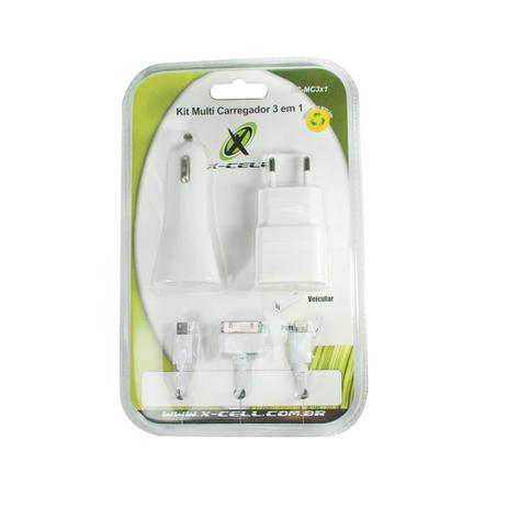 Kit 3x1 cabo com 3 conectores + carregador + carregador veicular usb mod.xc-mc-3x1 xc-cell - ds tools - X-Cell Menor preço em Kit 3x1 cabo com 3 conectores + carregador + carregador veicular usb mod.xc-mc-3x1 xc-cell - ds tools - X-Cell