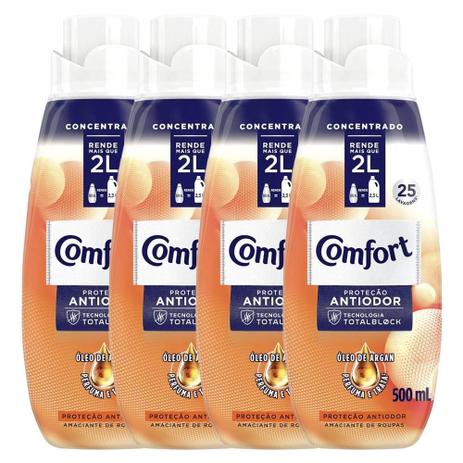 Kit 4 Amaciantes Comfort Concentrado Roupas Esportivas Intense 500ml Menor preço em Kit 4 Amaciantes Comfort Concentrado Roupas Esportivas Intense 500ml