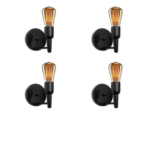 Kit/4 Arandela Retro Md-2028 Preta Suporte Para Lampada - Vivare iluminação Menor preço em Kit/4 Arandela Retro Md-2028 Preta Suporte Para Lampada - Vivare iluminação