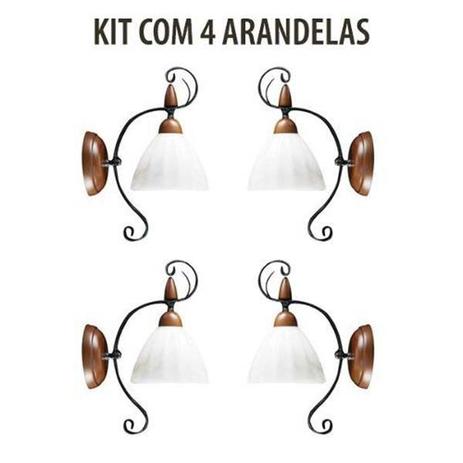 Kit 4 Arandela Vintage Rústica Vulcano Madeira Madelustre Menor preço em Kit 4 Arandela Vintage Rústica Vulcano Madeira Madelustre