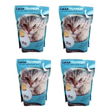 Kit 4 Areias de Gato Sílica Gato Mimado 1,6kg Menor preço em Kit 4 Areias de Gato Sílica Gato Mimado 1,6kg