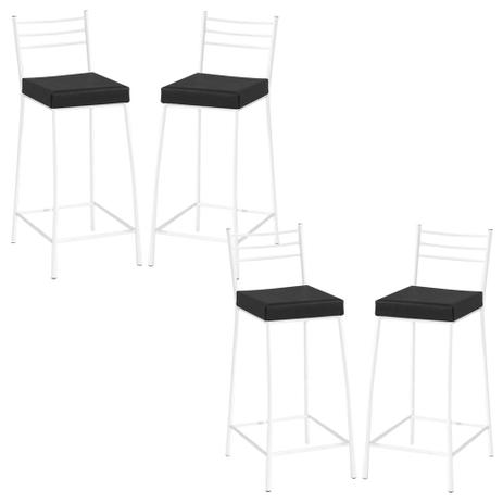 Kit 4 Banqueta Quadrada 75cm Bar Bistro Aço Pintado Branco - Gracialar moveis Menor preço em Kit 4 Banqueta Quadrada 75cm Bar Bistro Aço Pintado Branco - Gracialar moveis
