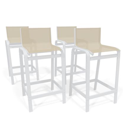 Kit 4 Banquetas Altas bancada Alumínio Branco Tela Bege - Aluv móveis Menor preço em Kit 4 Banquetas Altas bancada Alumínio Branco Tela Bege - Aluv móveis