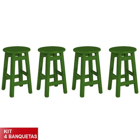 Kit 4 Banquetas Prisma Banco Baixo de Madeira Maciça Verde - Flex mesas e cadeiras Menor preço em Kit 4 Banquetas Prisma Banco Baixo de Madeira Maciça Verde - Flex mesas e cadeiras