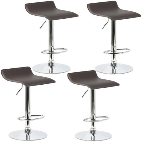Kit 4 Banquetas Tóquio Café em Recouro e base disco cromada - Moveis mgm Menor preço em Kit 4 Banquetas Tóquio Café em Recouro e base disco cromada - Moveis mgm