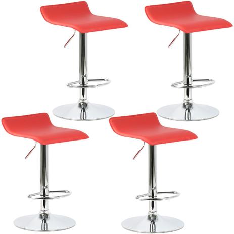 Kit 4 Banquetas Tóquio Vermelho em Recouro e base disco cromada - Moveis mgm Menor preço em Kit 4 Banquetas Tóquio Vermelho em Recouro e base disco cromada - Moveis mgm