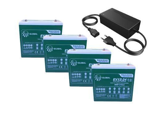 Kit 4 Bateria 12v 24ah Ciclo Profundo Carregador 48v Bike - Global Menor preço em Kit 4 Bateria 12v 24ah Ciclo Profundo Carregador 48v Bike - Global