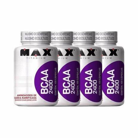 Kit 4 Bcaa 2400mg 100 Caps- (400 Caps) - Max Titanium Menor preço em Kit 4 Bcaa 2400mg 100 Caps- (400 Caps) - Max Titanium