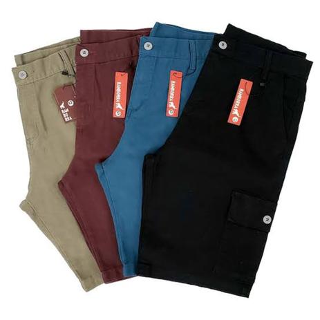 Kit 4 bermuda brim cargo masculino 6 bolsos (Cores Sortidas) - KYK Menor preço em Kit 4 bermuda brim cargo masculino 6 bolsos (Cores Sortidas) - KYK
