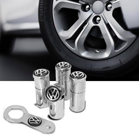 Kit 4 Bicos Anti Furto Cromados + Chave Aperto Bicos Válvula Roda Fabricado em Aço Logo Volkswagem - Emblemax Menor preço em Kit 4 Bicos Anti Furto Cromados + Chave Aperto Bicos Válvula Roda Fabricado em Aço Logo Volkswagem - Emblemax
