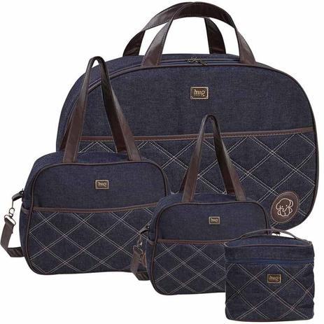 Kit 4 Bolsas Maternidade Versinho Jeans Azul marinho - Hug - Hug bolsas Menor preço em Kit 4 Bolsas Maternidade Versinho Jeans Azul marinho - Hug - Hug bolsas