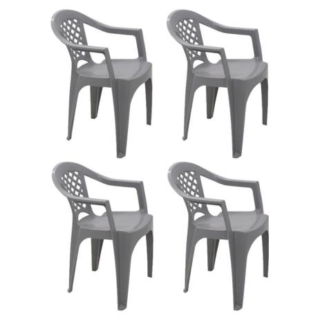 Kit 4 Cadeiras Plástica Com Braço Iguape Cinza Tramontina é boa?