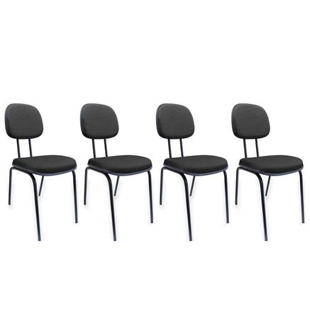 Kit 4 Cadeiras Secretária Fixa Pé Palito JSerrano Preta Para Escritório Recepção - FLEX MESAS E CADEIRAS Menor preço em Kit 4 Cadeiras Secretária Fixa Pé Palito JSerrano Preta Para Escritório Recepção - FLEX MESAS E CADEIRAS