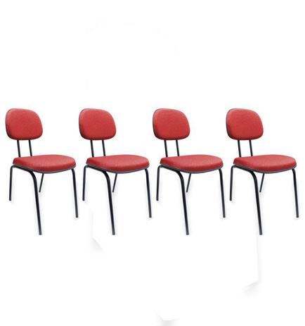 Kit 4 Cadeiras Secretária Fixa Pé Palito JSerrano Vermelha Para Escritório Recepção - Flex mesas e cadeiras Menor preço em Kit 4 Cadeiras Secretária Fixa Pé Palito JSerrano Vermelha Para Escritório Recepção - Flex mesas e cadeiras