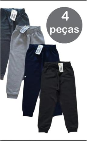 kit 4 calça de moletom infantil kyly 100% algodão com punho Menor preço em kit 4 calça de moletom infantil kyly 100% algodão com punho