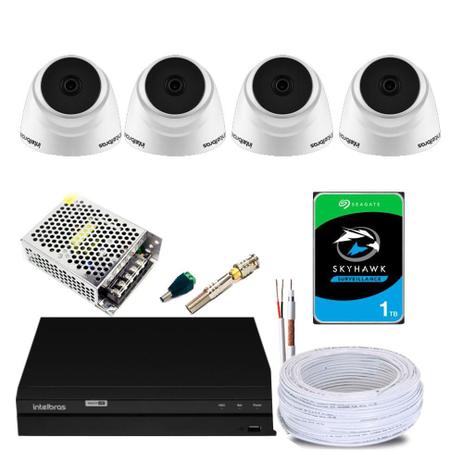 Kit 4 Câmeras de Segurança Infra 720p Intelbras VHL 1120D + DVR MHDX 1204 Multi HD + HD Seagate 1TB + Acessórios - 4565298 Menor preço em Kit 4 Câmeras de Segurança Infra 720p Intelbras VHL 1120D + DVR MHDX 1204 Multi HD + HD Seagate 1TB + Acessórios - 4565298