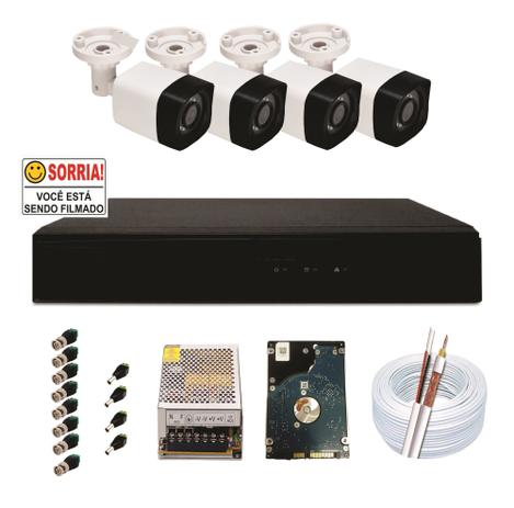 kit 4 câmeras infra vermelho analógica, Gravador DVR 4 canais com HD 160 gb. - ECOTRONIC Menor preço em kit 4 câmeras infra vermelho analógica, Gravador DVR 4 canais com HD 160 gb. - ECOTRONIC