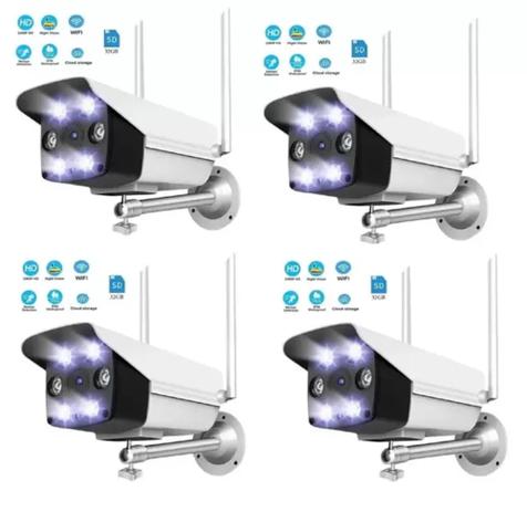 kit 4 Cameras Ip Externa A Prova D Agua Wifi Visao Noturna Full Hd Ip65 grava em nuvem/cart sd - E-Think Menor preço em kit 4 Cameras Ip Externa A Prova D Agua Wifi Visao Noturna Full Hd Ip65 grava em nuvem/cart sd - E-Think