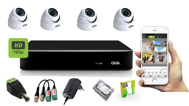 Kit 4 Câmeras segurança Giga Ahd Dome 2,6mm 30mt CS0015+ Dvr Ahd Giga+hd 1 tera Menor preço em Kit 4 Câmeras segurança Giga Ahd Dome 2,6mm 30mt CS0015+ Dvr Ahd Giga+hd 1 tera