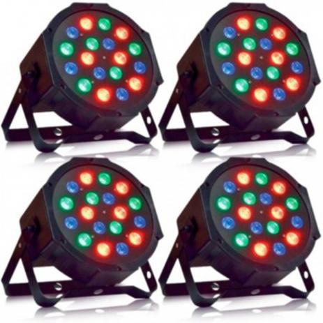 Kit 4 Canhão Refletor 18 Led DMX Display Digital Par 64 Slim - X zhang eletronicos Menor preço em Kit 4 Canhão Refletor 18 Led DMX Display Digital Par 64 Slim - X zhang eletronicos