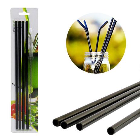kit 4 Canudos Black Aço Inox Metal Reutilizaveis 1 Escova - Ab midia Menor preço em kit 4 Canudos Black Aço Inox Metal Reutilizaveis 1 Escova - Ab midia