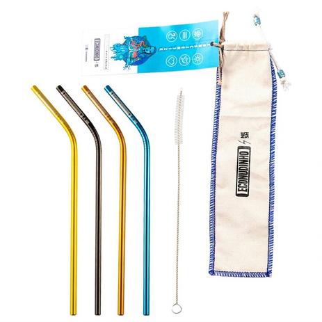 Kit 4 Canudos de Inox Gold, Black, Champagne e Blue + 1 Escova de Limpeza + 1 Saquinho Protetor - Econudinho Menor preço em Kit 4 Canudos de Inox Gold, Black, Champagne e Blue + 1 Escova de Limpeza + 1 Saquinho Protetor - Econudinho