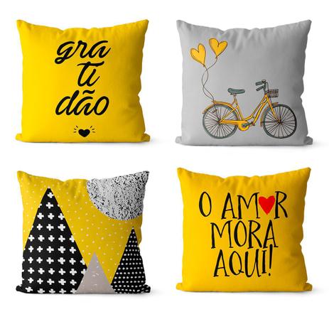 Kit 4 capas para almofadas gratidão e amor mora aqui - Kombigode Store Menor preço em Kit 4 capas para almofadas gratidão e amor mora aqui - Kombigode Store