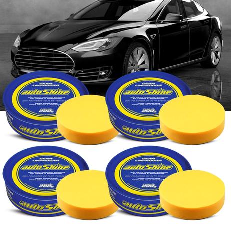 Kit 4 Cera Automotiva Limpadora Com Blister/esponja Autoshine Menor preço em Kit 4 Cera Automotiva Limpadora Com Blister/esponja Autoshine