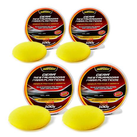 Kit 4 Cera Automotiva Restauradora Para Plasticos 100G Autoshine Menor preço em Kit 4 Cera Automotiva Restauradora Para Plasticos 100G Autoshine