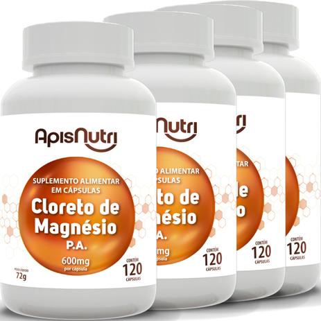 Kit 4 Cloreto de Magnésio P.A. Apisnutri 120 Capsulas Menor preço em Kit 4 Cloreto de Magnésio P.A. Apisnutri 120 Capsulas