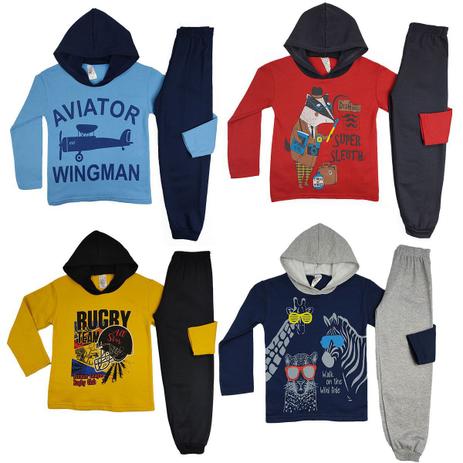 Kit 4 Conjunto Moletom Infantil Masculino Inverno Tecido Flanelado Capuz Cores Diveras - Colbacho Menor preço em Kit 4 Conjunto Moletom Infantil Masculino Inverno Tecido Flanelado Capuz Cores Diveras - Colbacho