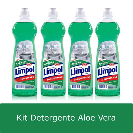 Kit 4 Detergente Limpol Gel Aloe Vera 511g Menor preço em Kit 4 Detergente Limpol Gel Aloe Vera 511g