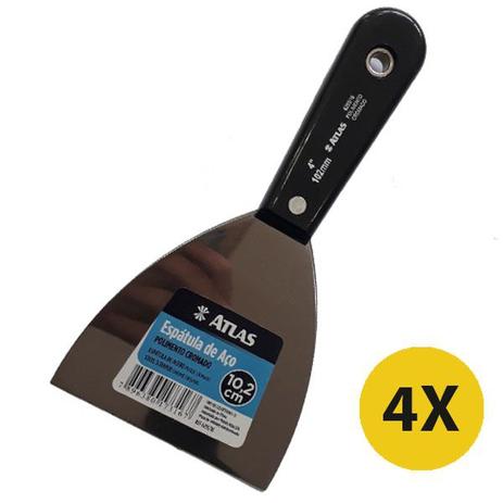 Kit 4 Espatula Massa Gesso Aço Cromado 10,2cm 4” Atlas Menor preço em Kit 4 Espatula Massa Gesso Aço Cromado 10,2cm 4” Atlas