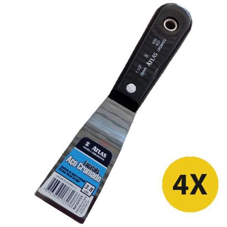 Kit 4 Espatula Massa Gesso Aço Cromado 3,8cm Cabo Plastico - Atlas Menor preço em Kit 4 Espatula Massa Gesso Aço Cromado 3,8cm Cabo Plastico - Atlas