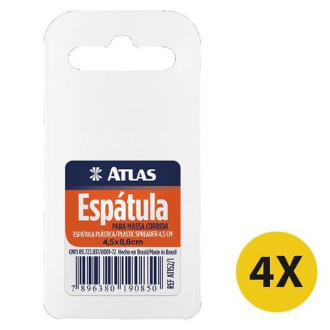 Kit 4 Espátula Plasticas Para Massa Corrida Atlas 4,5cm Menor preço em Kit 4 Espátula Plasticas Para Massa Corrida Atlas 4,5cm