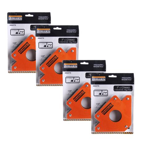 Kit 4 Esquadro Magnético 35kg Starfer 5 Pol. (125mm) Starfer Menor preço em Kit 4 Esquadro Magnético 35kg Starfer 5 Pol. (125mm) Starfer