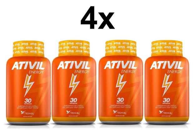 Kit 4 frascos ativil energy com 30 cápsulas cada - fitoway Menor preço em Kit 4 frascos ativil energy com 30 cápsulas cada - fitoway
