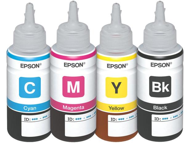 Kit 4 Garrafas de Tinta Epson T664 Original - Preto + Magenta + Ciano + Amarelo