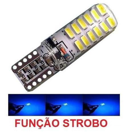 Kit 4 Lampada T10 Strobo 24 Led Siliconada Azul 12v - Mfl Menor preço em Kit 4 Lampada T10 Strobo 24 Led Siliconada Azul 12v - Mfl