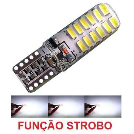 Kit 4 Lampada T10 Strobo 24 Led Siliconada Branca 12v - Mfl Menor preço em Kit 4 Lampada T10 Strobo 24 Led Siliconada Branca 12v - Mfl