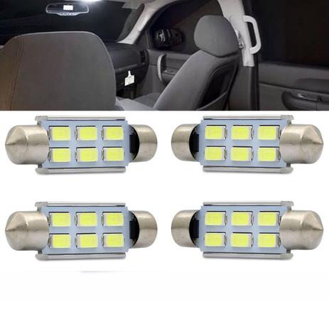 Kit 4 Lâmpadas LED Torpedo 41MM 6SMD5050 6 LEDs 3W 12V Luz de Teto e Placa Branca - M.x. Menor preço em Kit 4 Lâmpadas LED Torpedo 41MM 6SMD5050 6 LEDs 3W 12V Luz de Teto e Placa Branca - M.x.