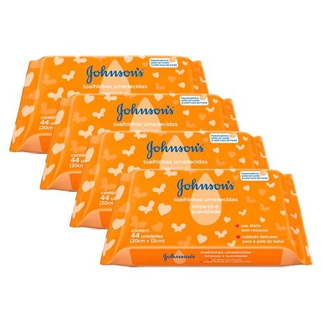 Kit 4 Lenços Umedecidos Johnsons Baby Limpeza e Suavidade 44 Unidades - Johnson-baby Menor preço em Kit 4 Lenços Umedecidos Johnsons Baby Limpeza e Suavidade 44 Unidades - Johnson-baby