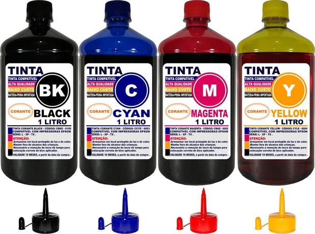 Kit 4 Litros Tinta Compatível Epson L355 L365 L375 L220 L120 - Authentic Menor preço em Kit 4 Litros Tinta Compatível Epson L355 L365 L375 L220 L120 - Authentic