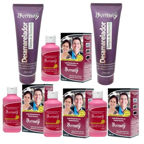 Kit 4 Loção Restauradora 2 Shampoo Desamarelador Butterfly Menor preço em Kit 4 Loção Restauradora 2 Shampoo Desamarelador Butterfly
