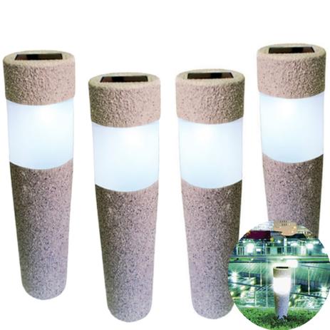 Kit 4 Luminária Solar jardim led branco balizador rustico prova de água - Ecoforce Menor preço em Kit 4 Luminária Solar jardim led branco balizador rustico prova de água - Ecoforce
