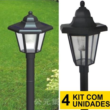 Kit 4 Luminária Solar jardim led branco colonial 45 cm balizador pvc chão prova de água - Ecoforce Menor preço em Kit 4 Luminária Solar jardim led branco colonial 45 cm balizador pvc chão prova de água - Ecoforce