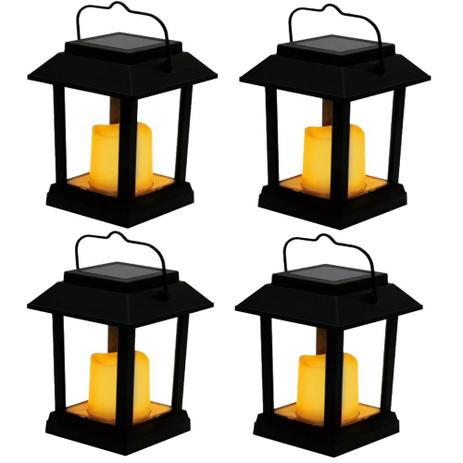 Kit 4 Luminária Solar jardim vela led amarelo ambar balizador arandela chão parede prova de água - Ecoforce Menor preço em Kit 4 Luminária Solar jardim vela led amarelo ambar balizador arandela chão parede prova de água - Ecoforce